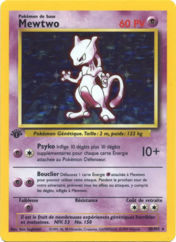 Carte Pokémon Mewtwo 10/102 de l'extension Set de Base