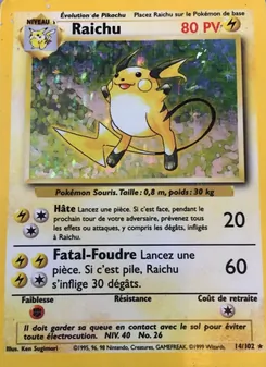 Carte Pokémon Raichu 14 — Set de Base