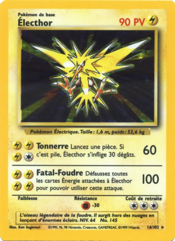 Carte Pokémon Électhor 16/102 de l'extension Set de Base