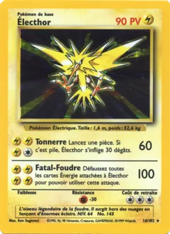 Carte Pokémon Électhor 16 — Set de Base