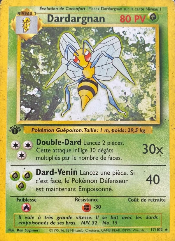 Carte Pokémon Dardargnan 17/102 de l'extension Set de Base
