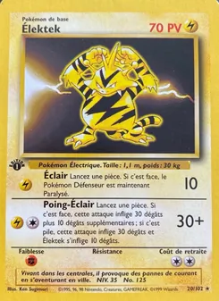 Carte Pokémon Élektek 20 — Set de Base