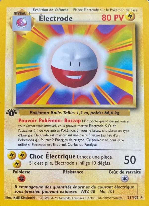 Carte Pokémon Électrode 21/102 de l'extension Set de Base