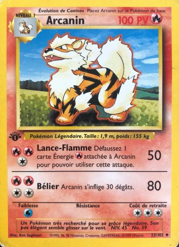 Carte Pokémon Arcanin 23/102 de l'extension Set de Base