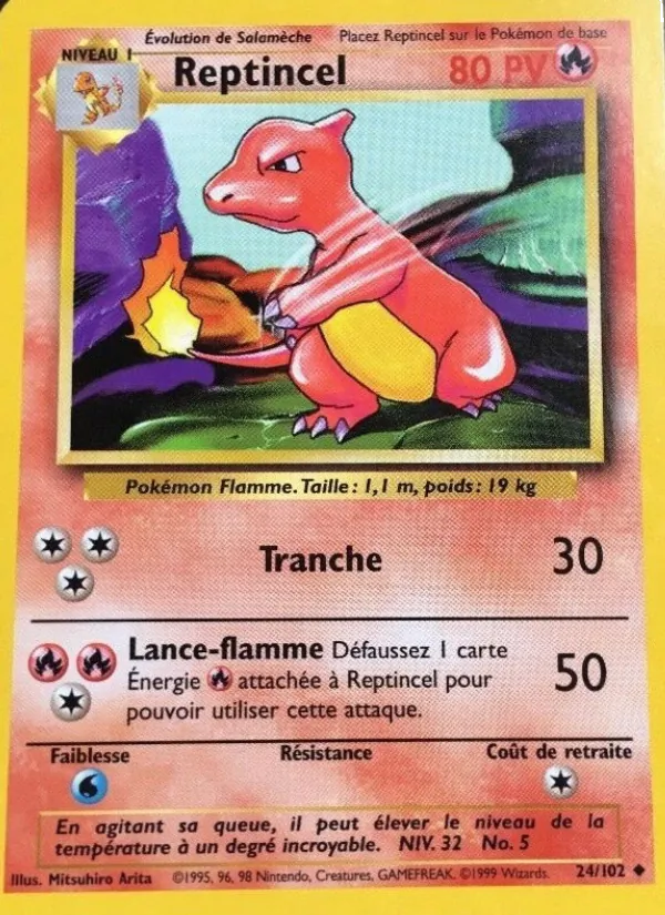 Carte Pokémon Reptincel 24/102 de l'extension Set de Base