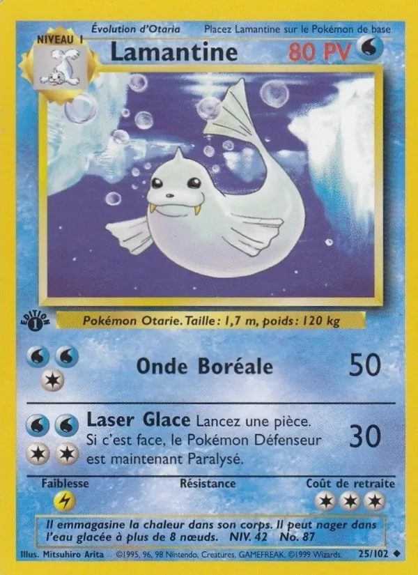 Carte Pokémon Lamantine 25/102 de l'extension Set de Base