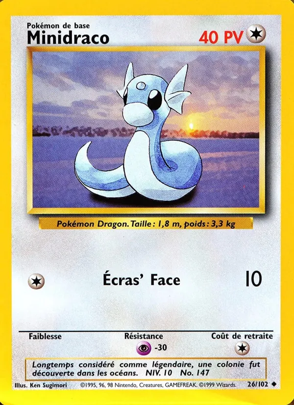 Carte Pokémon Minidraco 26/102 de l'extension Set de Base