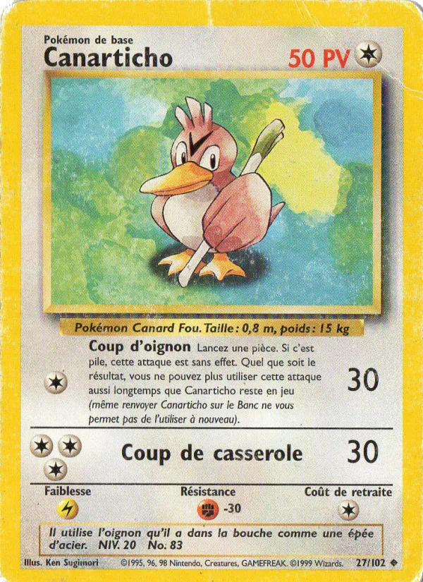 Carte Pokémon Canarticho 27/102 de l'extension Set de Base