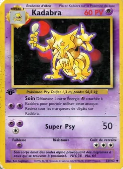 Carte Pokémon Kadabra 32 — Set de Base