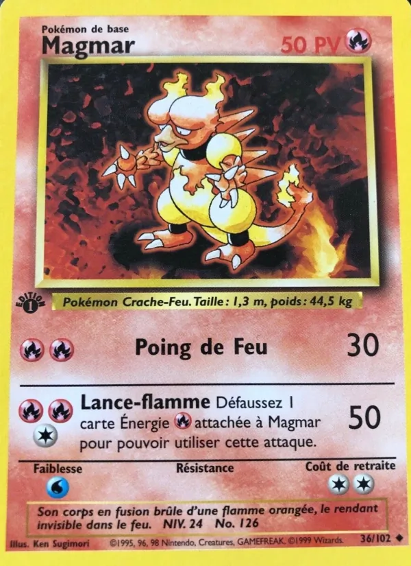 Carte Pokémon Magmar 36/102 de l'extension Set de Base