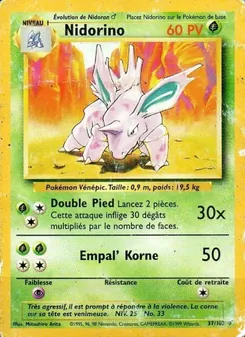 Carte Pokémon Nidorino 37 — Set de Base