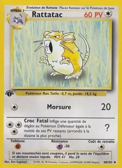 Carte Pokémon Rattatac 40 — Set de Base