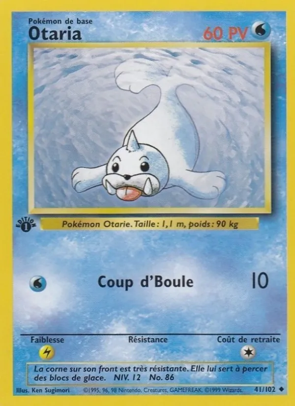 Carte Pokémon Otaria 41/102 de l'extension Set de Base