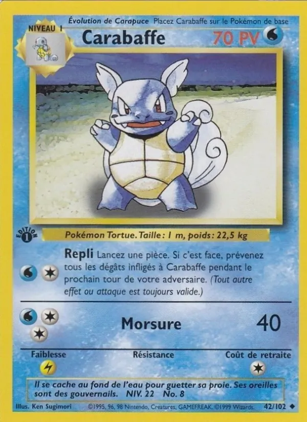Carte Pokémon Carabaffe 42/102 de l'extension Set de Base