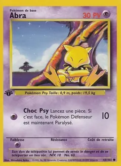 Carte Pokémon Abra 43 — Set de Base