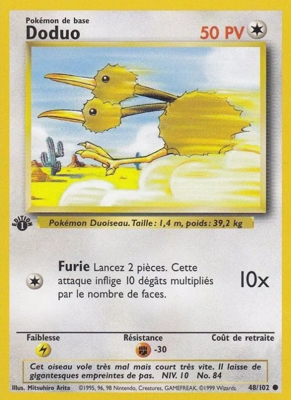 Carte Pokémon Doduo 48/102 de l'extension Set de Base