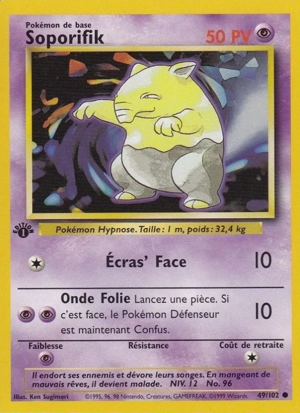 Carte Pokémon Soporifik 49/102 de l'extension Set de Base