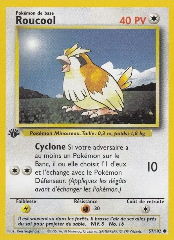 Carte Pokémon Roucool 57/102 de l'extension Set de Base