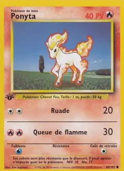 Carte Pokémon Ponyta 60 — Set de Base