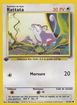 Carte Pokémon Rattata 61 — Set de Base
