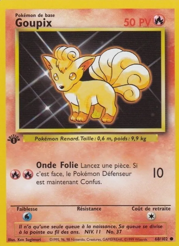 Carte Pokémon Goupix 68/102 de l'extension Set de Base