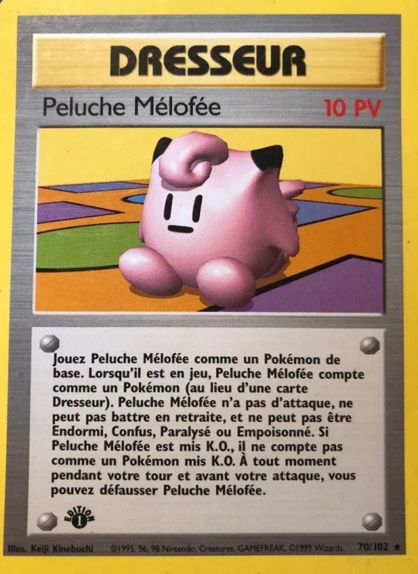 Carte Pokémon Peluche Mélofée 70/102 de l'extension Set de Base
