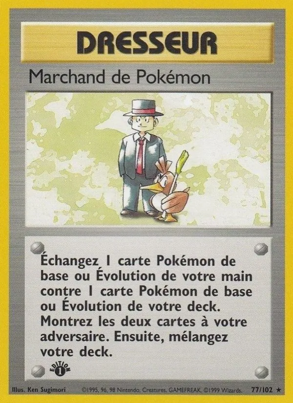 Carte Pokémon Marchand de Pokémon 77/102 de l'extension Set de Base