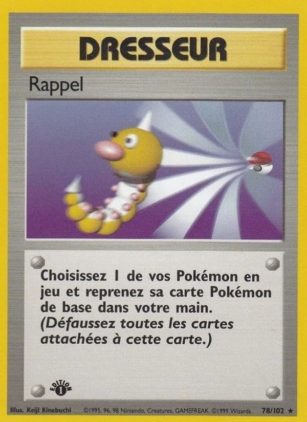 Carte Pokémon Rappel 78/102 de l'extension Set de Base