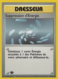 Carte Pokémon Suppression d'Énergie 92 — Set de Base