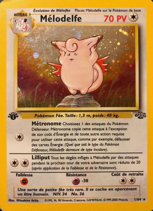 Carte Pokémon Mélodelfe 1/64 de l'extension Jungle