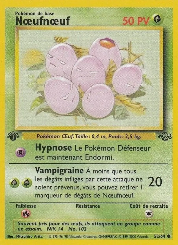 Carte Pokémon Nœufnœuf 52/64 de l'extension Jungle