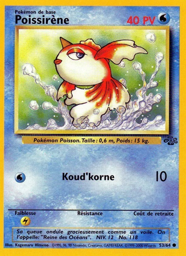 Carte Pokémon Poissirène 53/64 de l'extension Jungle