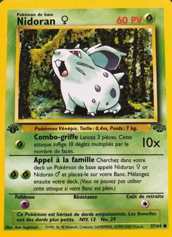 Carte Pokémon Nidoran ♀ 57/64 de l'extension Jungle