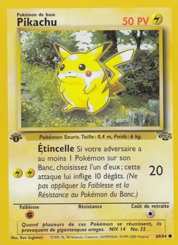 Carte Pokémon Pikachu 60/64 de l'extension Jungle