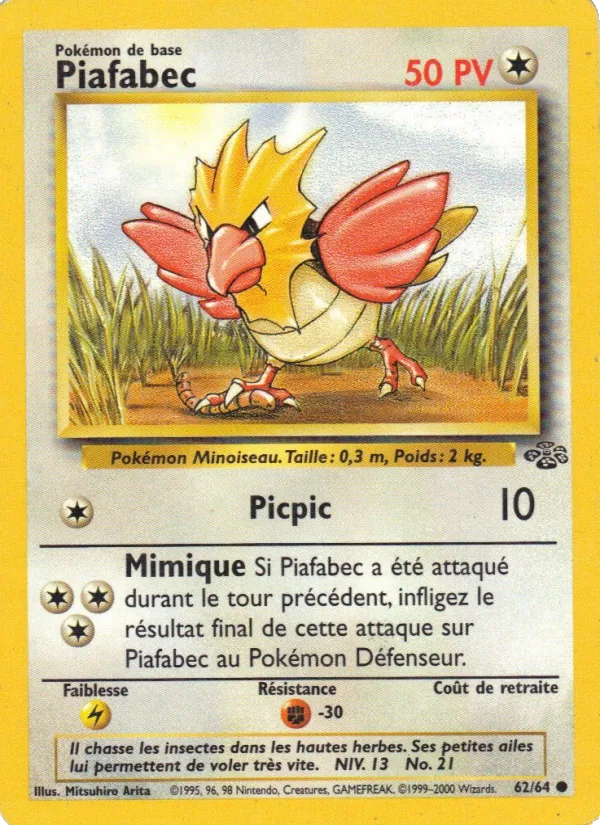 Carte Pokémon Piafabec 62/64 de l'extension Jungle