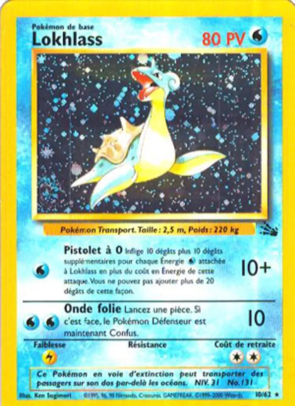 Carte Pokémon Lokhlass 10/62 de l'extension Fossile