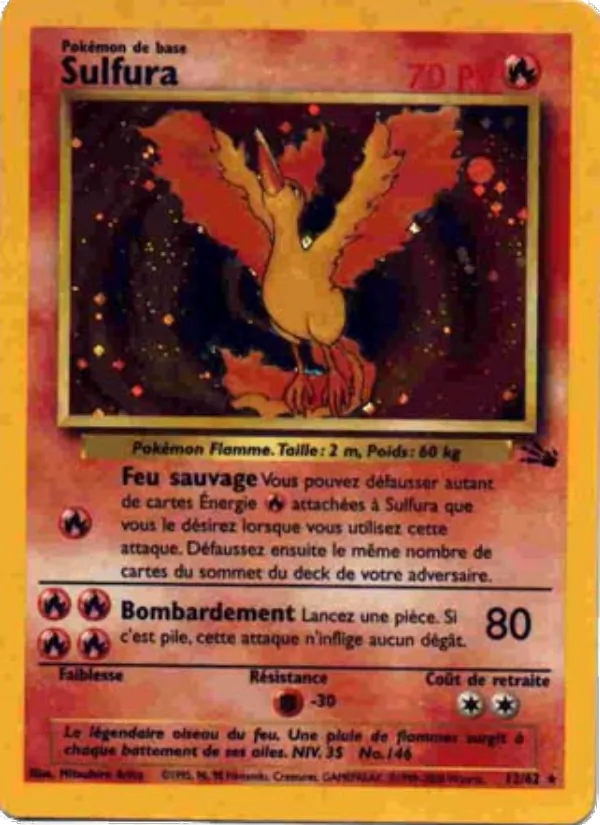 Carte Pokémon Sulfura 12/62 de l'extension Fossile