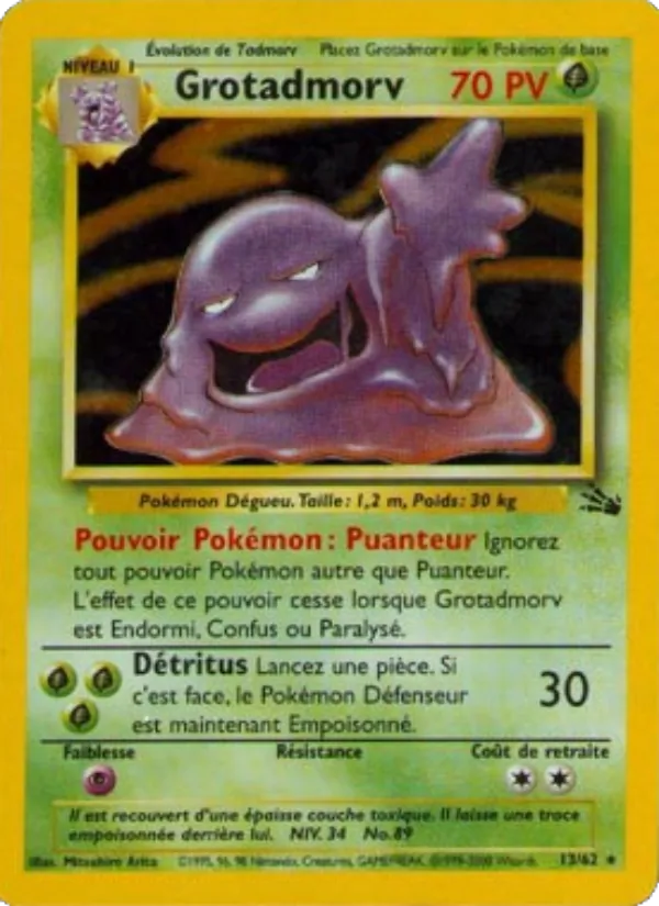 Carte Pokémon Grotadmorv 13/62 de l'extension Fossile
