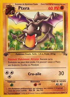 Carte Pokémon Ptera 16 — Fossile