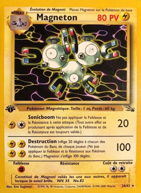 Carte Pokémon Magneton 26/62 de l'extension Fossile