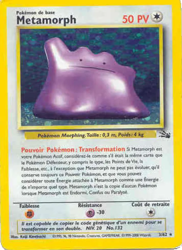 Carte Pokémon Metamorph 3/62 de l'extension Fossile