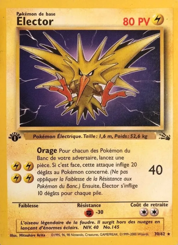 Carte Pokémon Élector 30/62 de l'extension Fossile