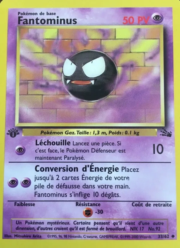 Carte Pokémon Fantominus 33/62 de l'extension Fossile