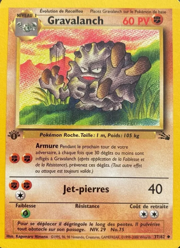 Carte Pokémon Gravalanch 37/62 de l'extension Fossile