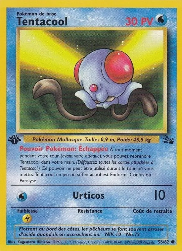 Carte Pokémon Tentacool 56/62 de l'extension Fossile