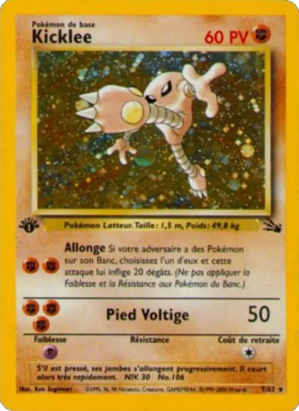 Carte Pokémon Kicklee 7/62 de l'extension Fossile