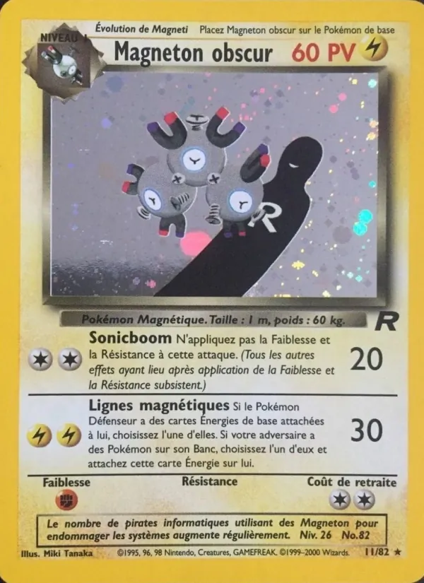 Carte Pokémon Magneton obscur 11/82 de l'extension Team Rocket