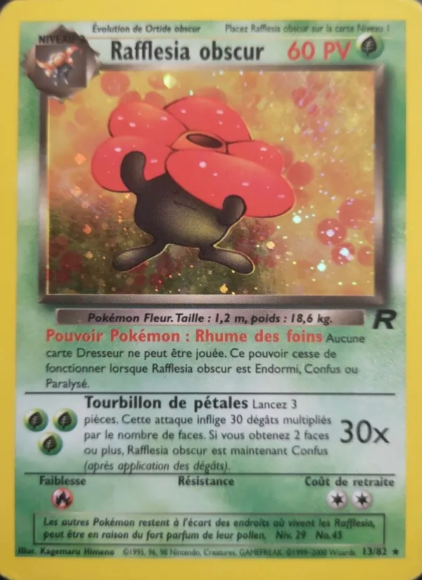 Carte Pokémon Rafflesia obscur 13/82 de l'extension Team Rocket