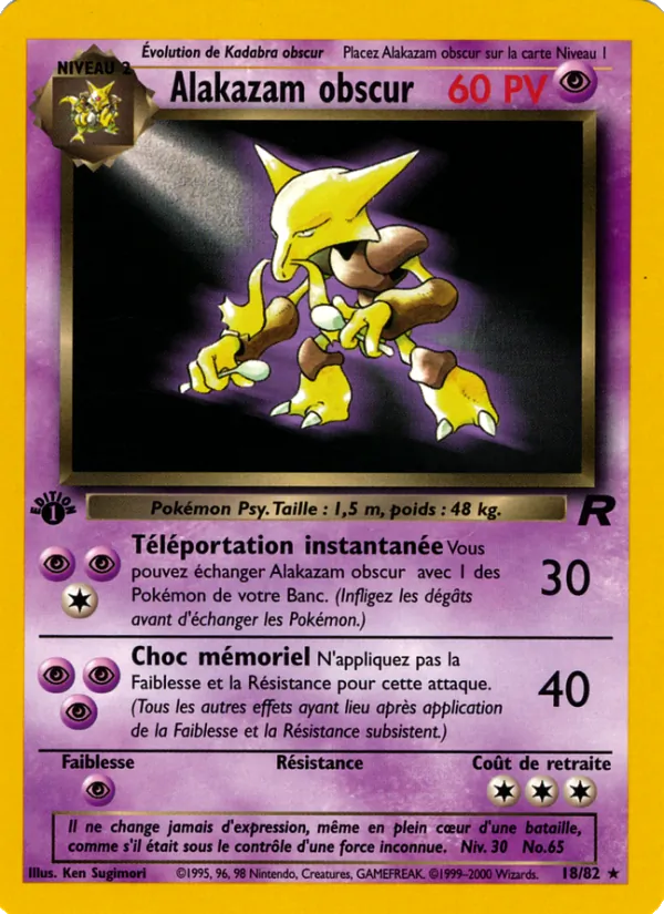 Carte Pokémon Alakazam obscur 18/82 de l'extension Team Rocket