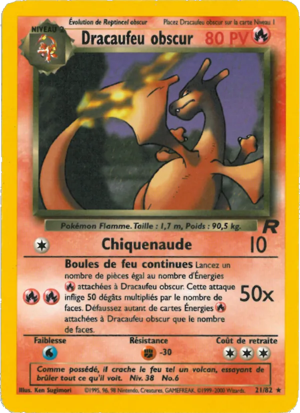 Carte Pokémon Dracaufeu obscur 21/82 de l'extension Team Rocket
